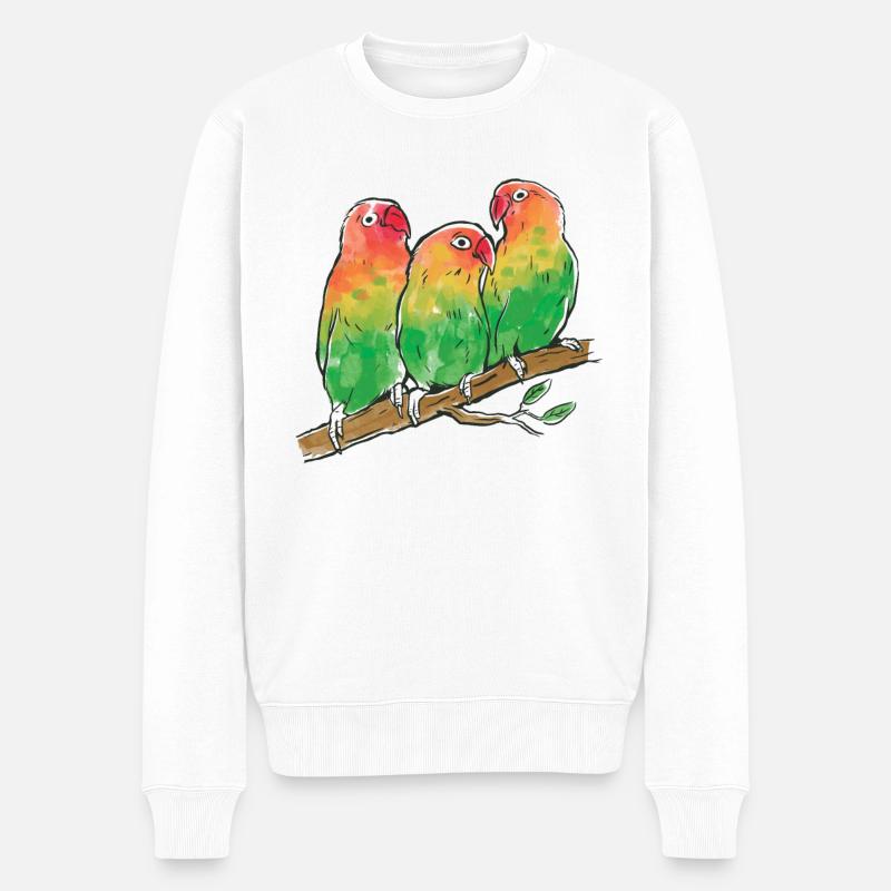 Perroquets aquarelles - Pull Premium bio Homme - blanc