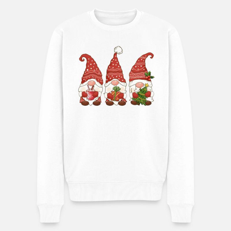 Weihnachten Fröhliche Weihnachtswichtel - Männer Premium Bio Pullover - Weiß