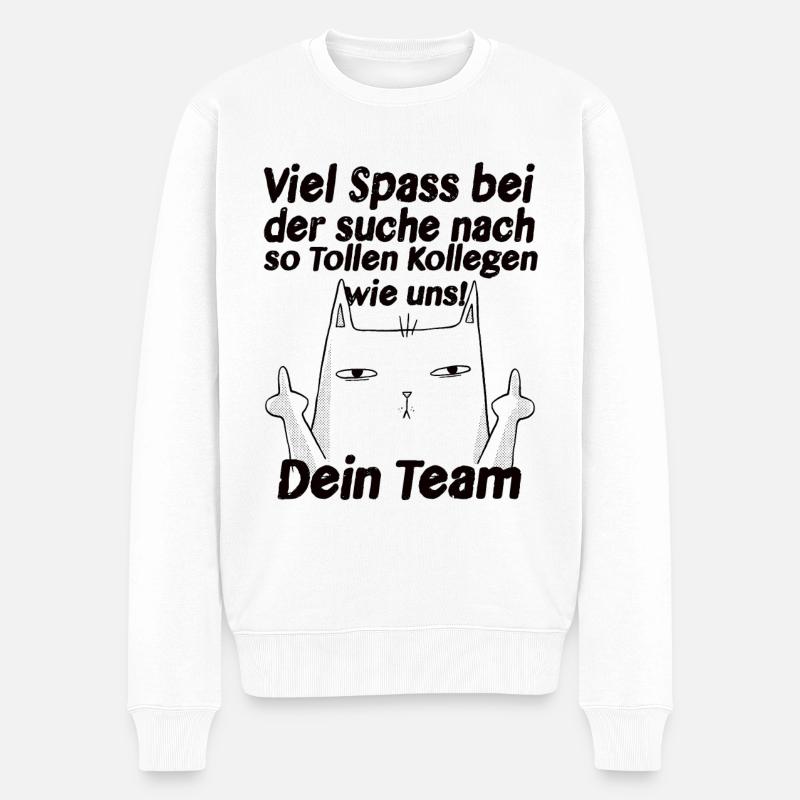 Jobwechsel Tolle Kollegen Lustige Katze - Männer Premium Bio Pullover - Weiß