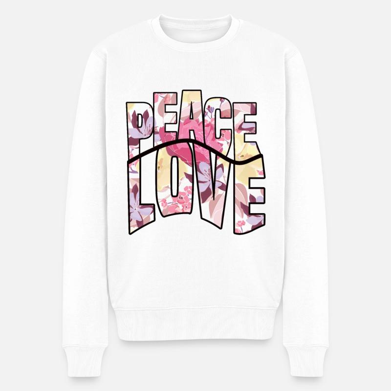 Peace Love - Männer Premium Bio Pullover - Weiß