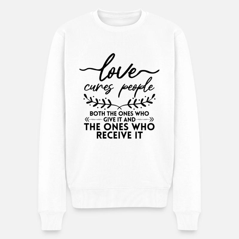 Valentins Tag Beziehung Liebes Spruch - Männer Premium Bio Pullover - Weiß