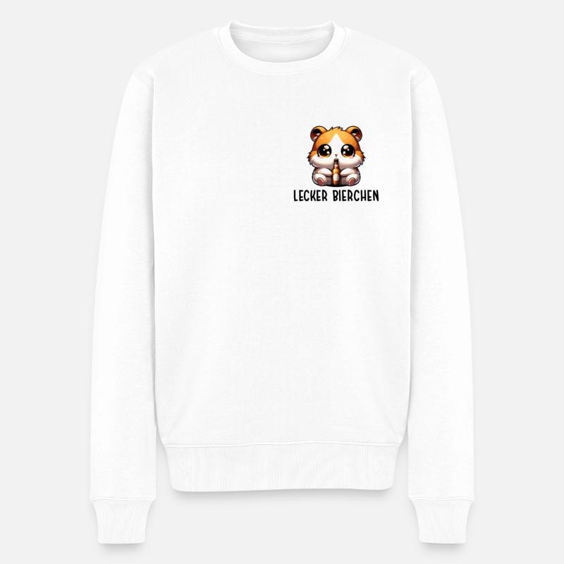 BIÈRE DÉLICIEUSE Triste Hamster Mème - Pull Premium bio Homme - blanc