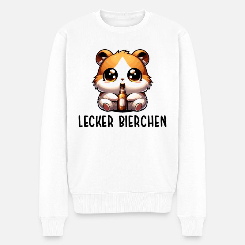 LECKER BIERCHEN Sad Hamster Meme - Männer Premium Bio Pullover - Weiß