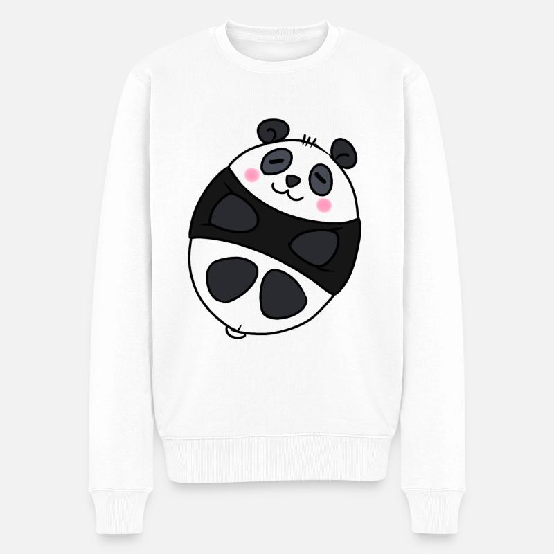 Süßer Panda - Männer Premium Bio Pullover - Weiß