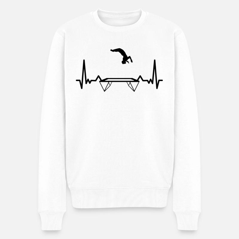 Trampolin Fitness Workout HERZSCHLAG TRAMPOLIN - Männer Premium Bio Pullover - Weiß