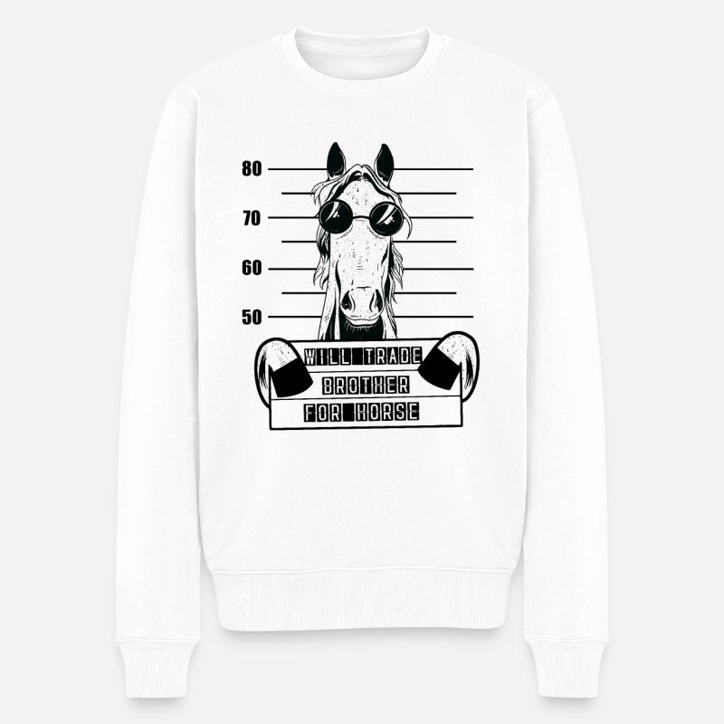 Cheval Cheval Chevaux Filles Avis de recherche Cheval - Pull Premium bio Homme - blanc