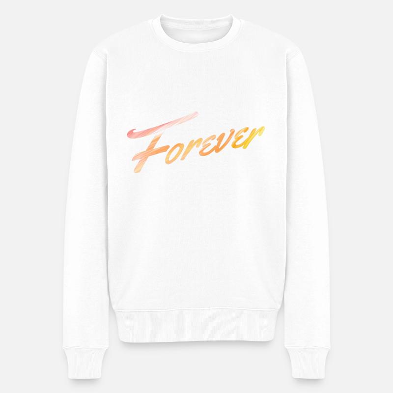 Forever Typografie - Männer Premium Bio Pullover - Weiß