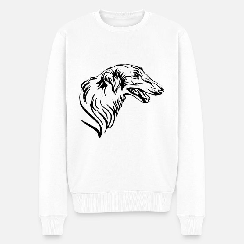 Barsoi Windhund - Männer Premium Bio Pullover - Weiß