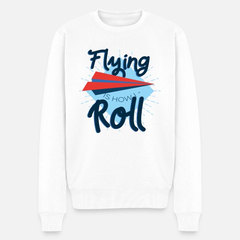 Papier-Flugzeug-Pilot Mathe-Lehrer lustige - Männer Premium Bio Pullover - Weiß
