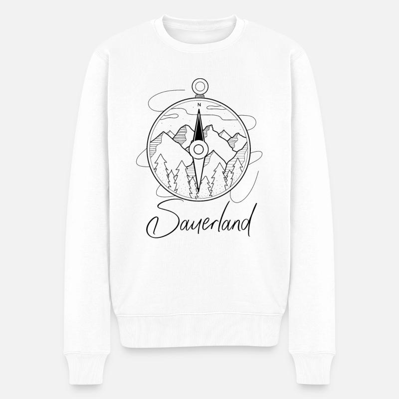 Sauerland wandern Zubehör klettern Camper-Camping - Männer Premium Bio Pullover - Weiß