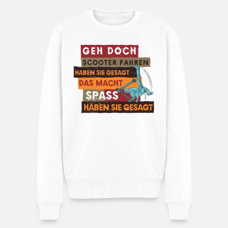 Tretroller Stuntscooter Skaterrampe lustiges - Männer Premium Bio Pullover - Weiß