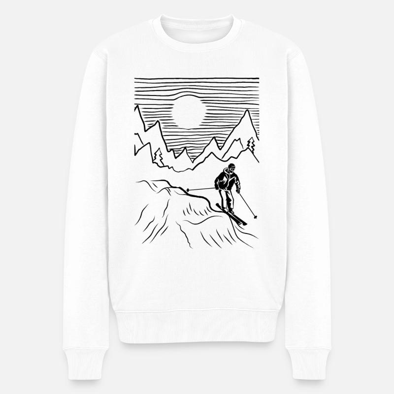Ski Ski Ski Skis - Pull Premium bio Homme - blanc
