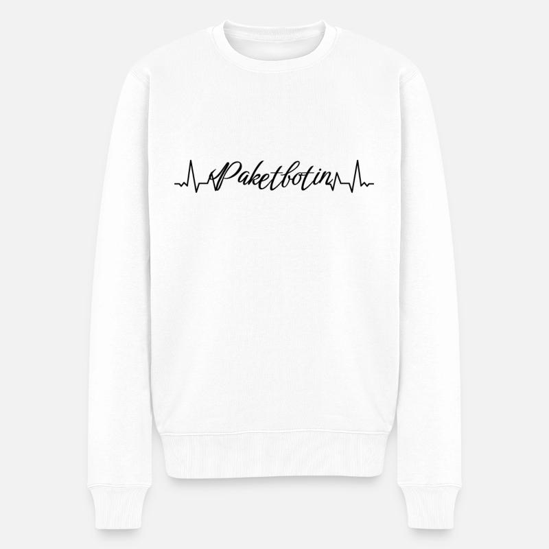 Paketfahrer Herzschlag Paketbotin - Männer Premium Bio Pullover - Weiß