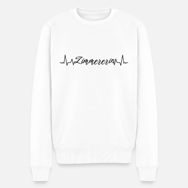 Zimmermann Herzschlag Zimmererin - Männer Premium Bio Pullover - Weiß