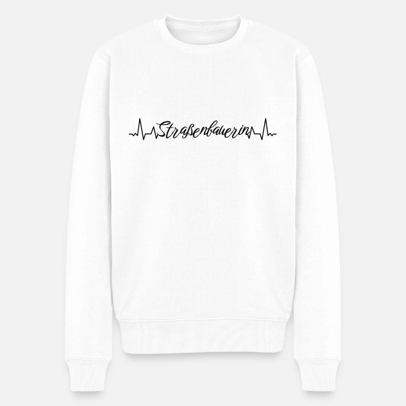 Straßenwärter Herzschlag Straßenbauerin - Männer Premium Bio Pullover - Weiß
