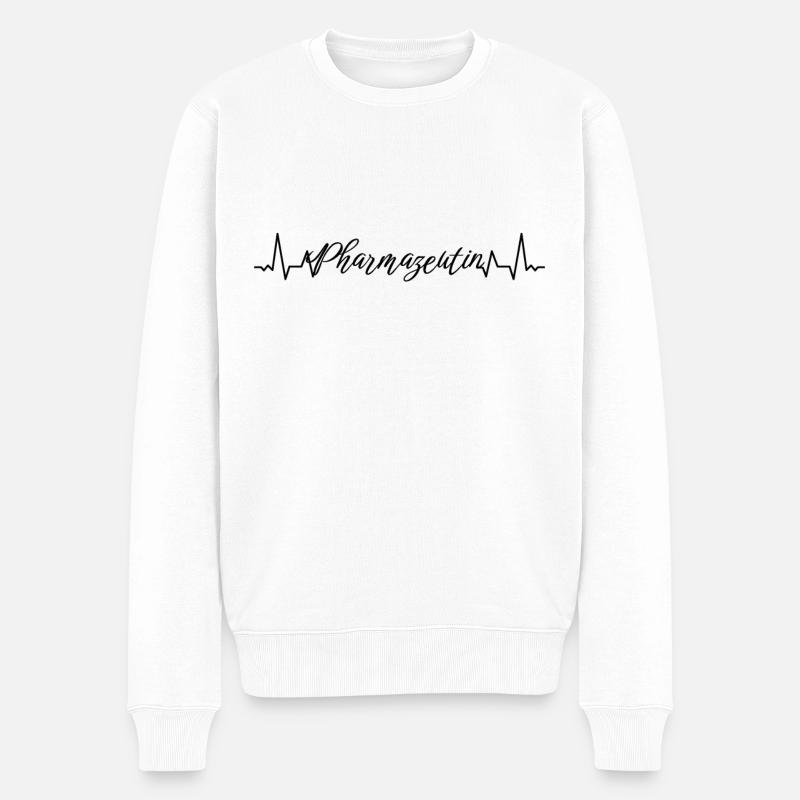 Laborant Herzschlag Pharmazeutin - Männer Premium Bio Pullover - Weiß