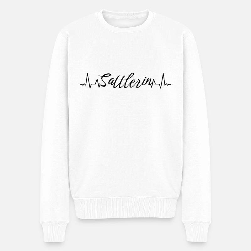Polsterer Herzschlag Sattlerin - Männer Premium Bio Pullover - Weiß