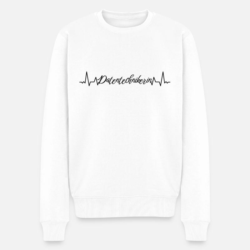 Elektroniker Herzschlag Datentechnikerin - Männer Premium Bio Pullover - Weiß