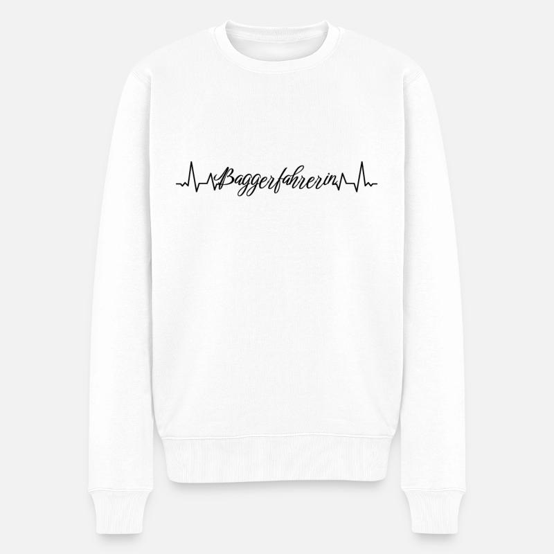 Bagger-Fahrer Herzschlag Baggerfahrerin - Männer Premium Bio Pullover - Weiß