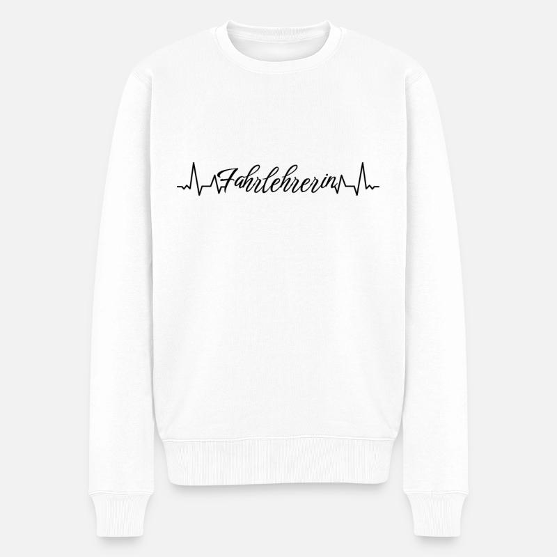 Fahrschule Herzschlag Fahrlehrerin - Männer Premium Bio Pullover - Weiß