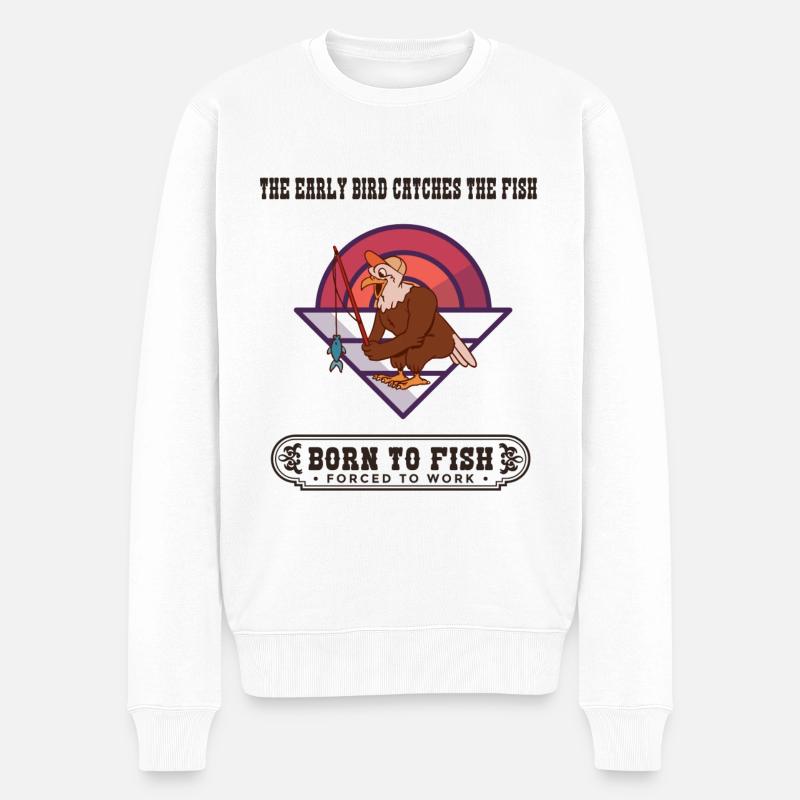 The early bird catches the fish - Männer Premium Bio Pullover - Weiß