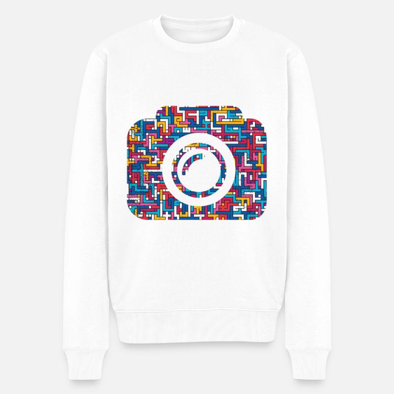 Kamera Fotokamera Linse - Männer Premium Bio Pullover - Weiß