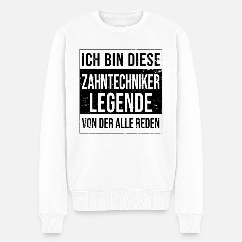Zahnarzt Geburtstag geboren Legende Zahntechniker - Männer Premium Bio Pullover - Weiß
