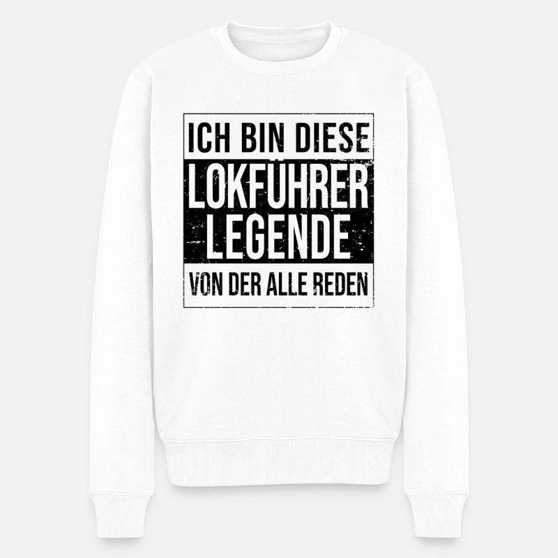 Eisenbahner Geburtstag geboren Legende Lokführer - Männer Premium Bio Pullover - Weiß