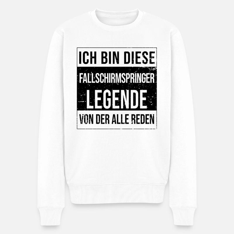 Fallschirmspringer Geburtstag Legende - Männer Premium Bio Pullover - Weiß