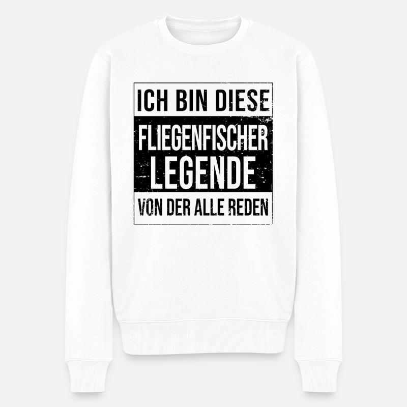 Fliegenfischen Angler Geburtstag Legende - Männer Premium Bio Pullover - Weiß