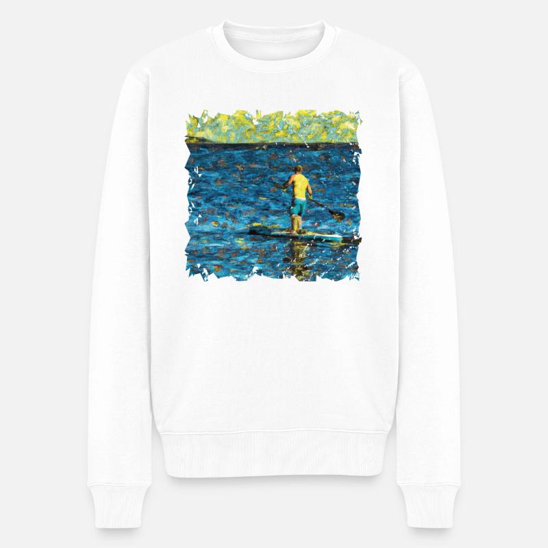 SUP paddleboarding Stand Up Paddle Vangogh-SUP - Männer Premium Bio Pullover - Weiß