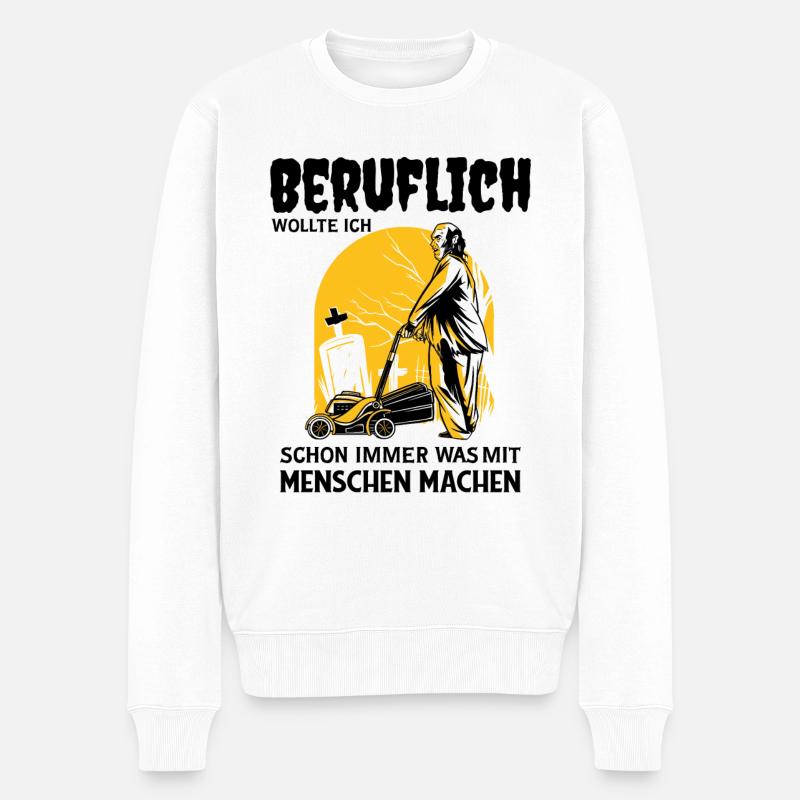 Grabpfleger Friedhof-Landschaftsgärtner - Männer Premium Bio Pullover - Weiß