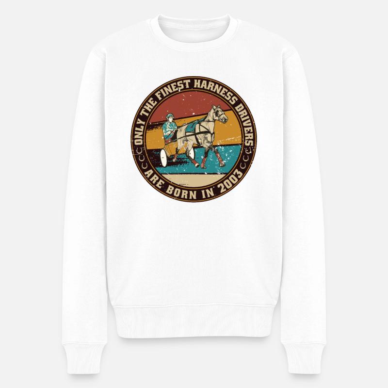 Trabrennpferd Jahrgang 2003 Geburtstags Pferde - Männer Premium Bio Pullover - Weiß