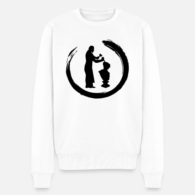 Steinmetz Handwerker Steinbildhauer Bildhauer - Männer Premium Bio Pullover - Weiß