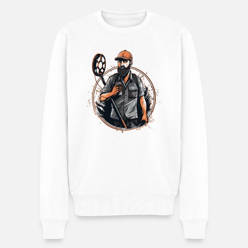 Sondengänger Sondler sondeln Lustiges-Kaffee - Männer Premium Bio Pullover - Weiß