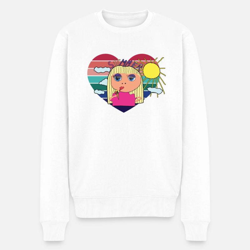 Eiscreme Sommermädchen Urlaub Ferien - Männer Premium Bio Pullover - Weiß