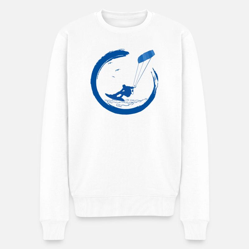 Kitesurf Kiteboard Kitesurfen Kite-Surf-board - Männer Premium Bio Pullover - Weiß
