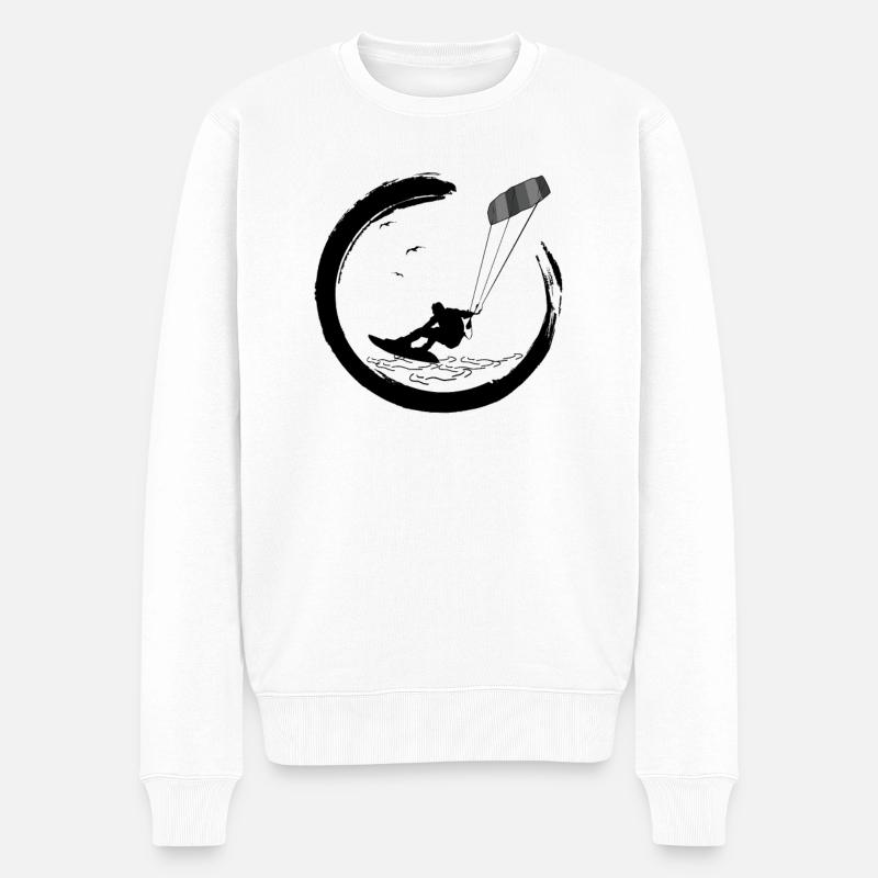 Kitesurf Kiteboard Kitesurfen Kite-Surf-board - Männer Premium Bio Pullover - Weiß