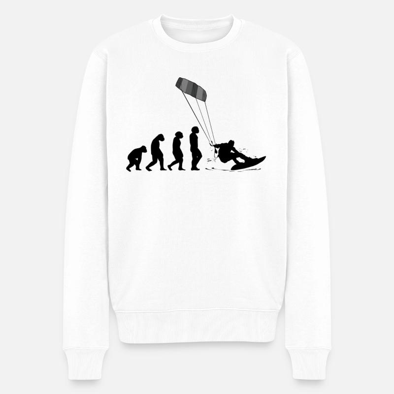 Kitesurf Kiteboard Kitesurfen Kite-Surf Evolution - Männer Premium Bio Pullover - Weiß