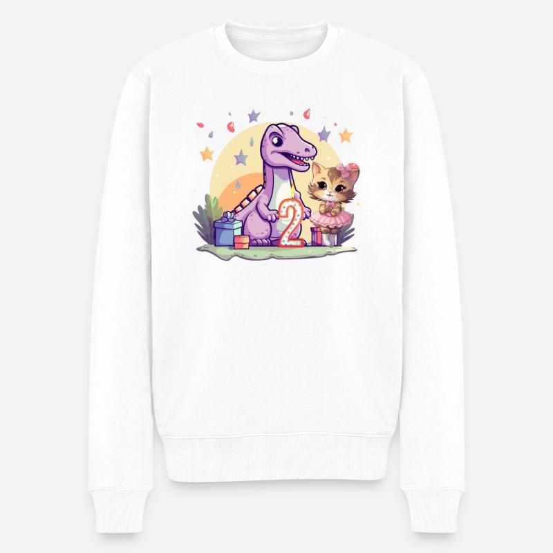 Mädchen Ballett-Dinosaurier Katze 2 Jahre alt 2 - Männer Premium Bio Pullover - Weiß