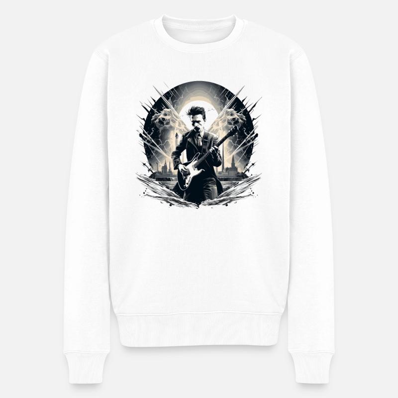Gitarren E-Gitarren-Saiten E-Gitarre Musiker - Männer Premium Bio Pullover - Weiß