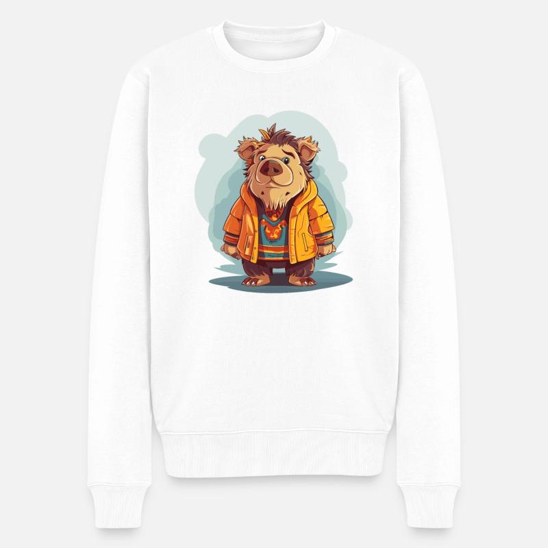 Wildschwein - Männer Premium Bio Pullover - Weiß