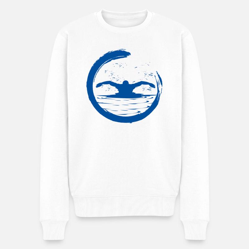 Schwimmer schwimmen Schwimm - Männer Premium Bio Pullover - Weiß