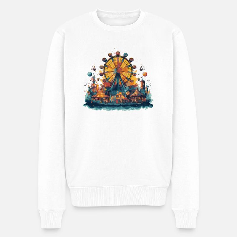 Freizeitpark Jahrmarkt Rummelplatz Volksfest - Männer Premium Bio Pullover - Weiß