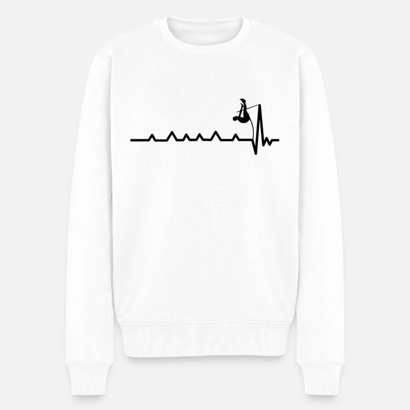 Stabhochspringer Leichtathleten Herzschlag - Männer Premium Bio Pullover - Weiß