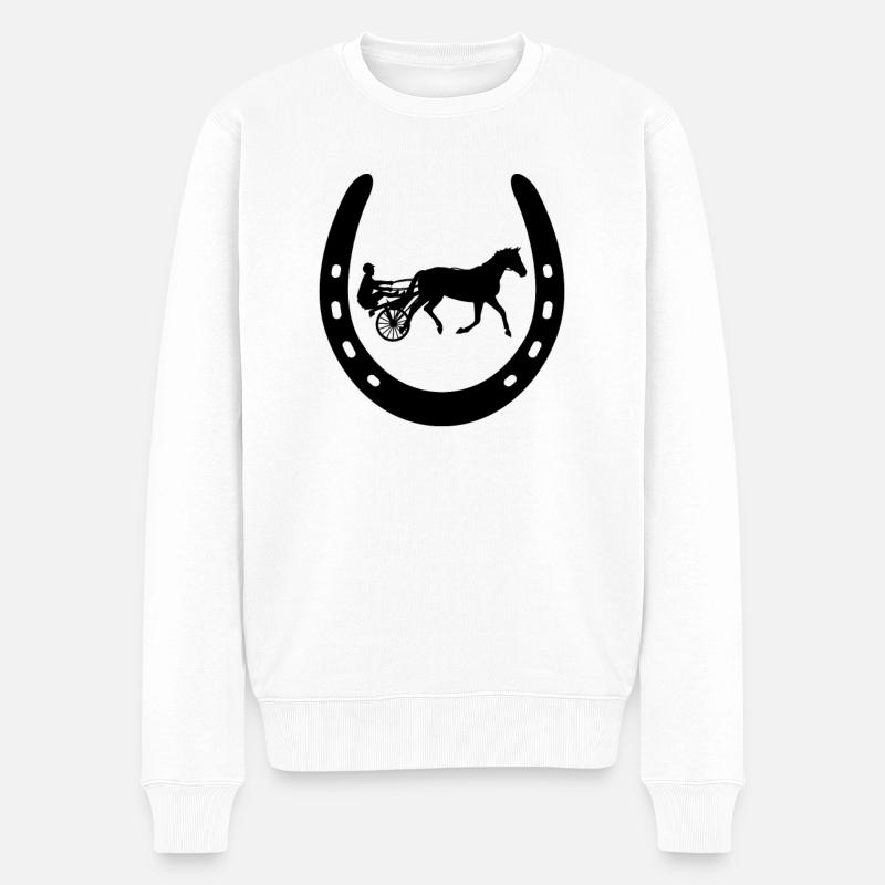 Cheval de trot Cheval de trot Chevaux équestres - Pull Premium bio Homme - blanc