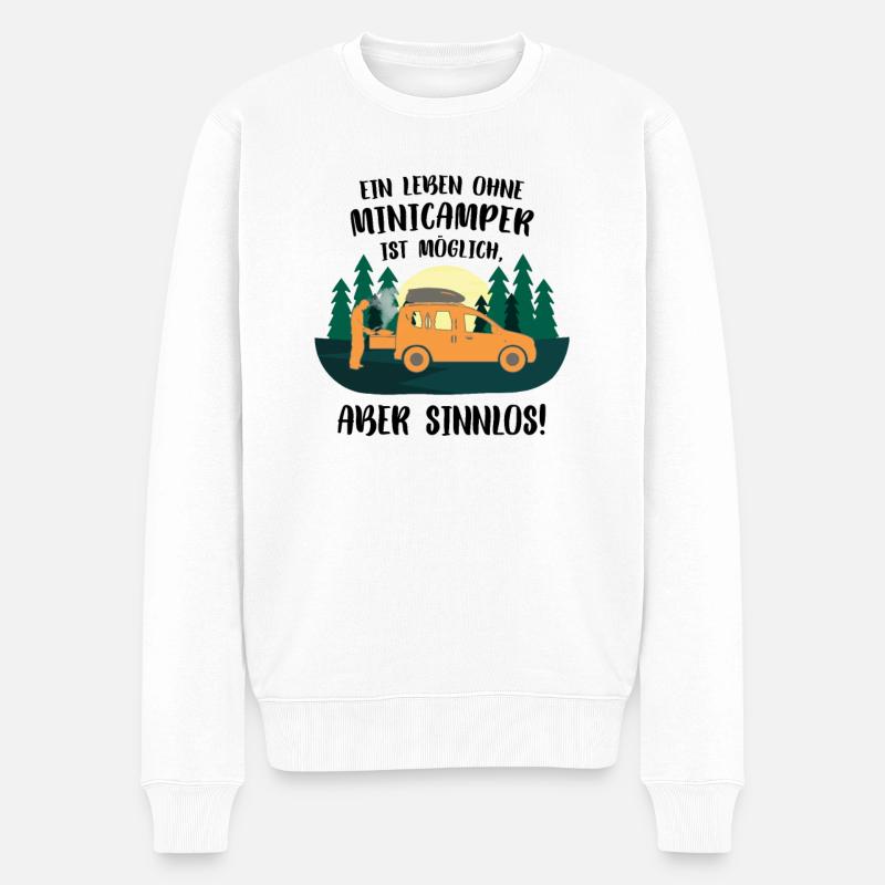 Minicamper SENSELESS Camping-Camper Microcamper - Men's Premium Organic Jumper - white