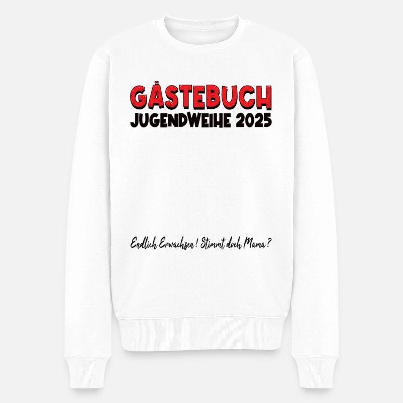 Jugendweihe 2025 Gästebuch - Männer Premium Bio Pullover - Weiß