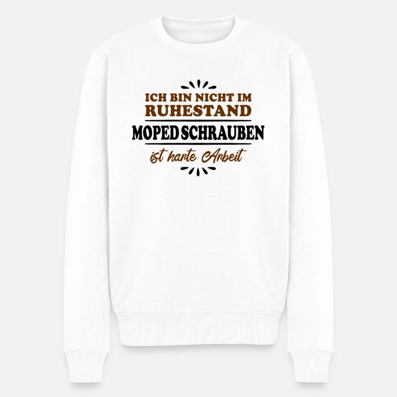 Pensionné Retraité Mécanicien de cyclomoteur - Pull Premium bio Homme - blanc