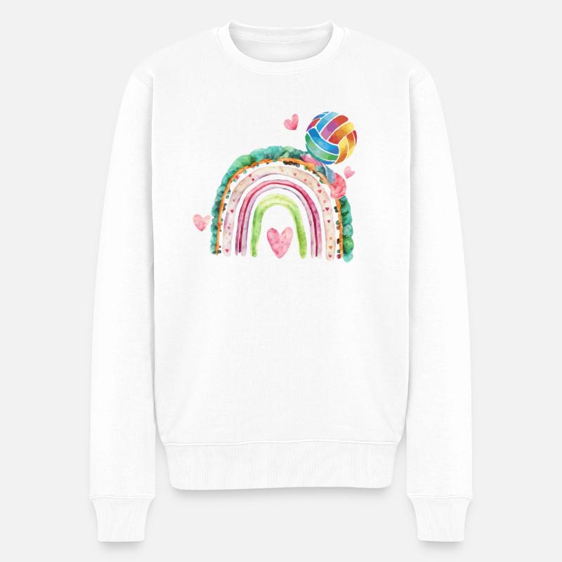 Volleyball Ball Volleyballer Rainbow Volleyball - Männer Premium Bio Pullover - Weiß